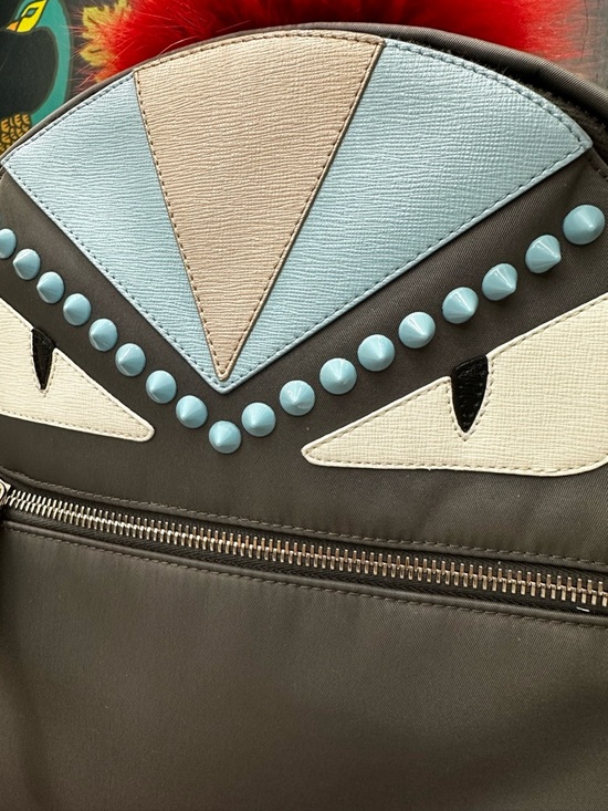 Fendi Bag Bugs Monster Eyes Mohawk Fur Nylon Backpack – Karl Lagerfeld Era (C1) - Picture 5 of 15